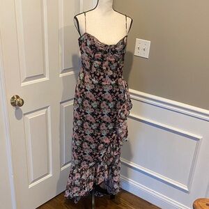 Astr Pink Floral Maxi Dress with Ruffle Detail